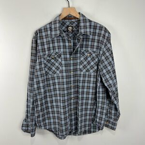 Timberland Blue Plaid Button Down Shirt L